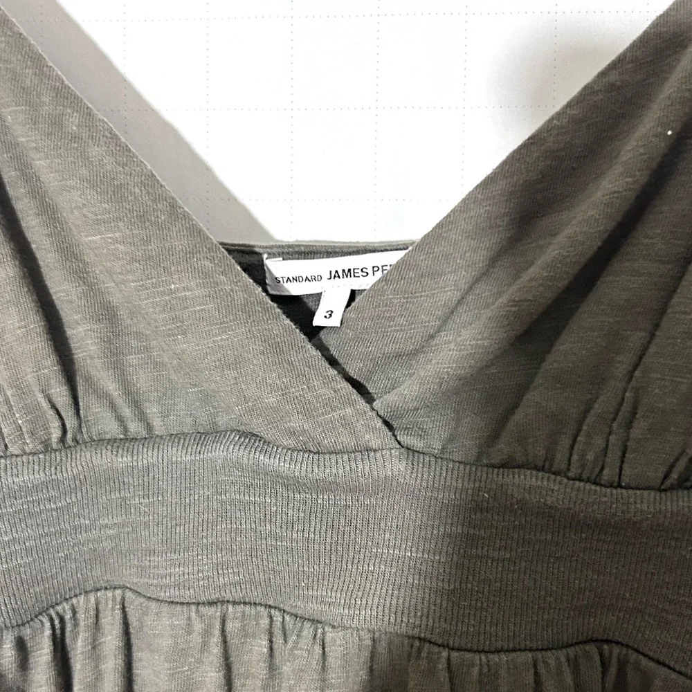 standard james perse maxi cotton casual summer olive green  dress empire waist - Picture 6 of 8